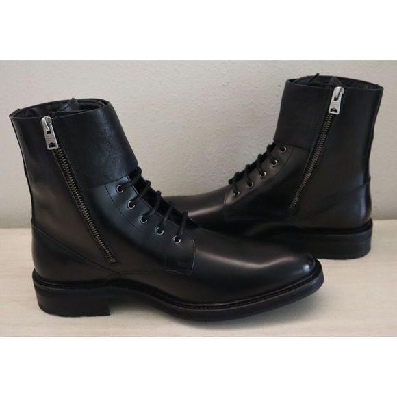 AllSaints 34ZM0117 Men's Sz 11M Black Beckworth Leather Combat Boots $380 - Picture 10 of 12